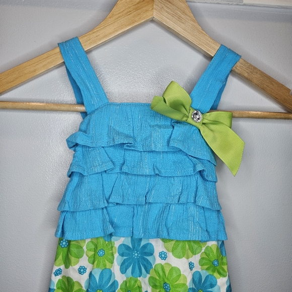 Floral Dress Blue & Green Size 6x Nannette - Picture 3 of 10